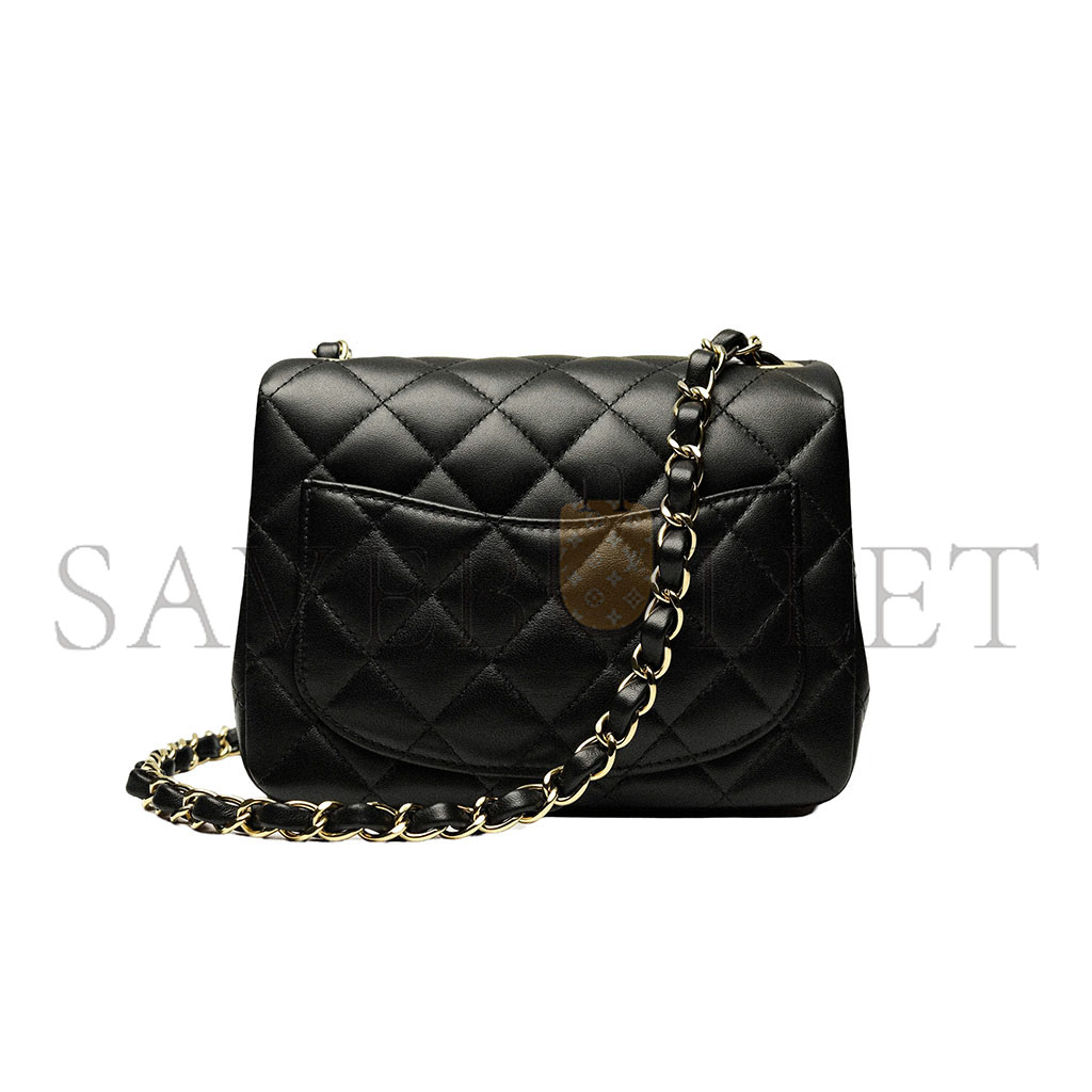 CHANEL MASTER SQUARE FLAP BAG BLACK LAMBSKIN  GOLD HARDWARE A35200 (17*13.5*8cm)